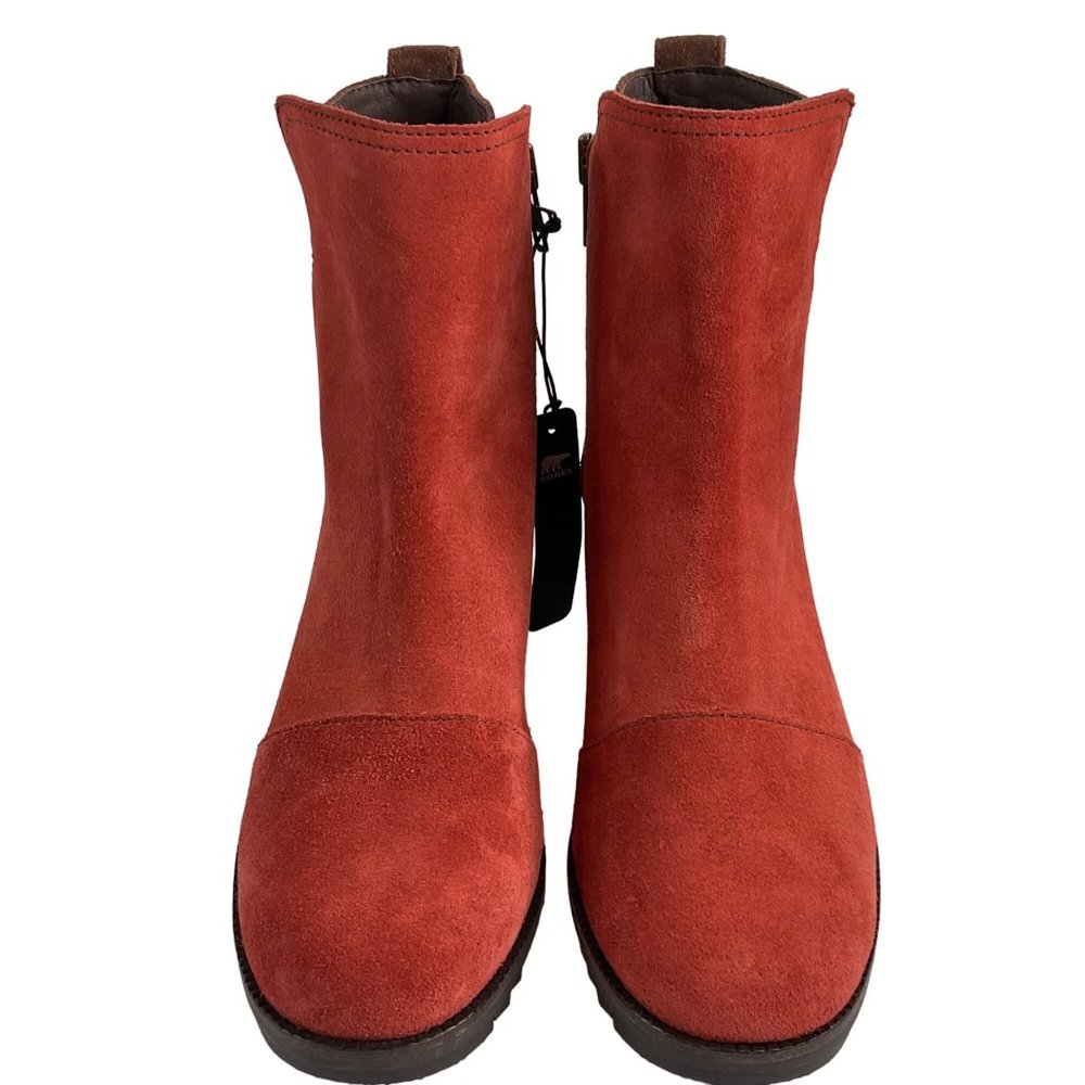 Sorel Boots Women's Size 6.5 Cate Bootie Carnelian Red Leather side zip $180 - Picture 5 of 14